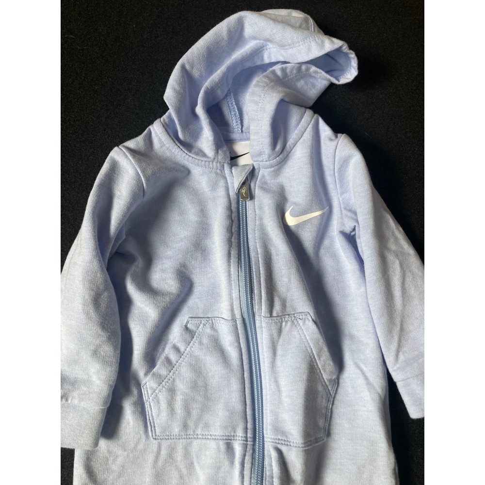 Vtg Nike Baby‎ Boys Girls Light Blue Hoodie Zip Up Romper Coverall 12M 74-80cm